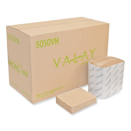 Morcon Valay Interfolded Napkins, 1-Ply, 6.3 x 8.85, Kraft, PK6000 5050VN